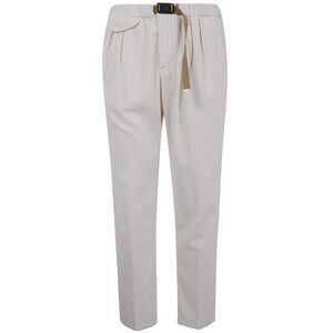 WHITE SAND Corduroy Pleated Belted Trousers Men GREY Pants